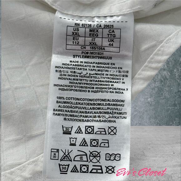 Guess Men's Long Sleeve Shirt Button Up Collared White in White Pattern XXL - Picture 7 of 10